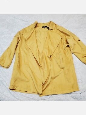 NWT Lulus Mustard Yellow Open Drape Boho Oversized Duster Jacket Cardigan XS‎